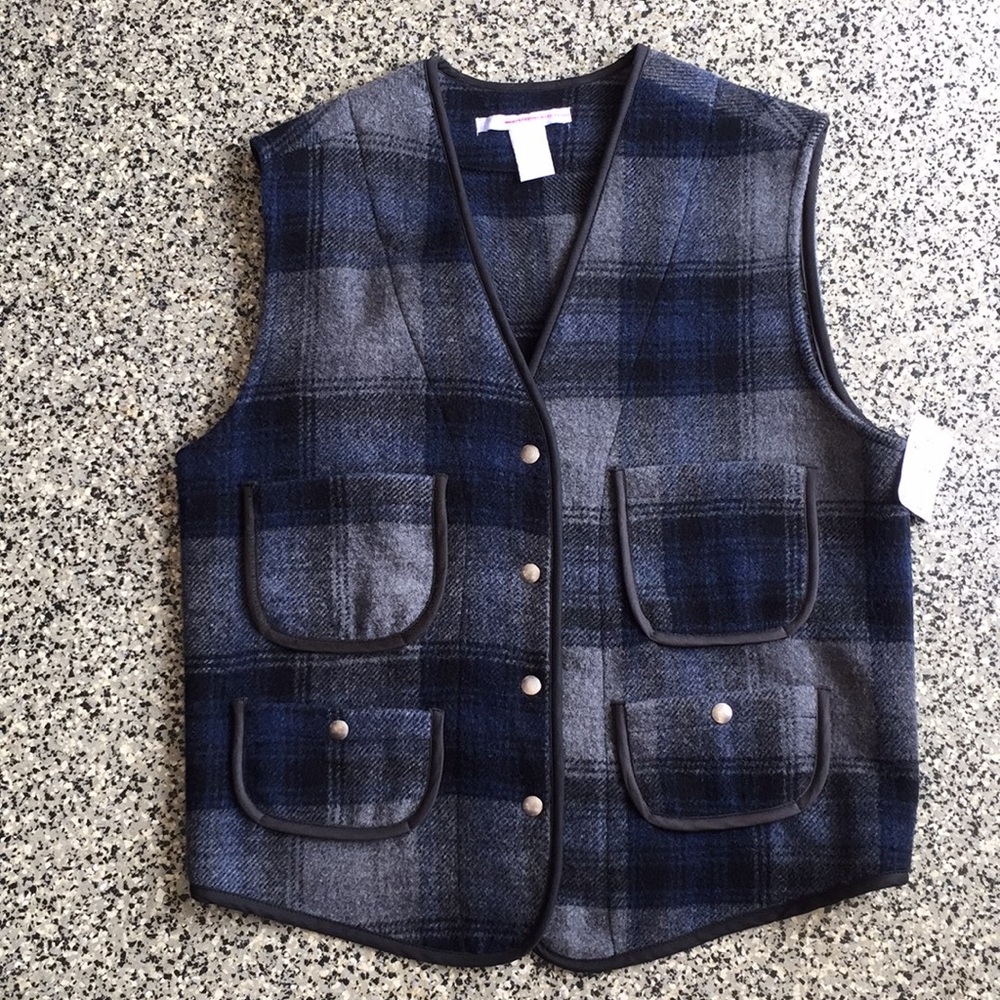 Vintage 90s The Limited grey & blue plaid vest